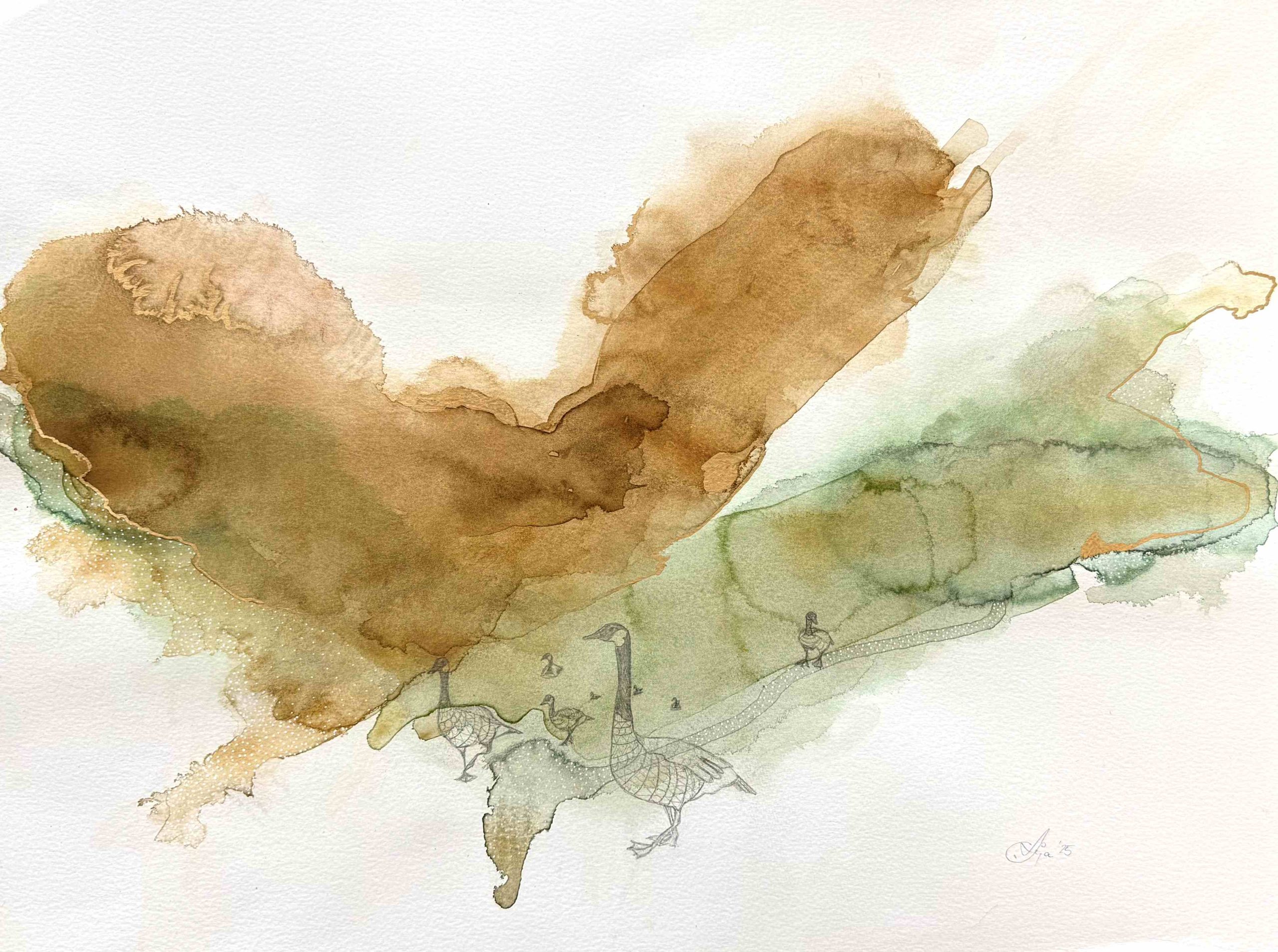 guidingly connected (Canadian geese)